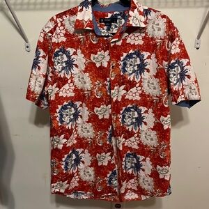 Daniel Cremieux Mens M Short Sleeve Button Up Colorful Floral Hawaiian Shirt
